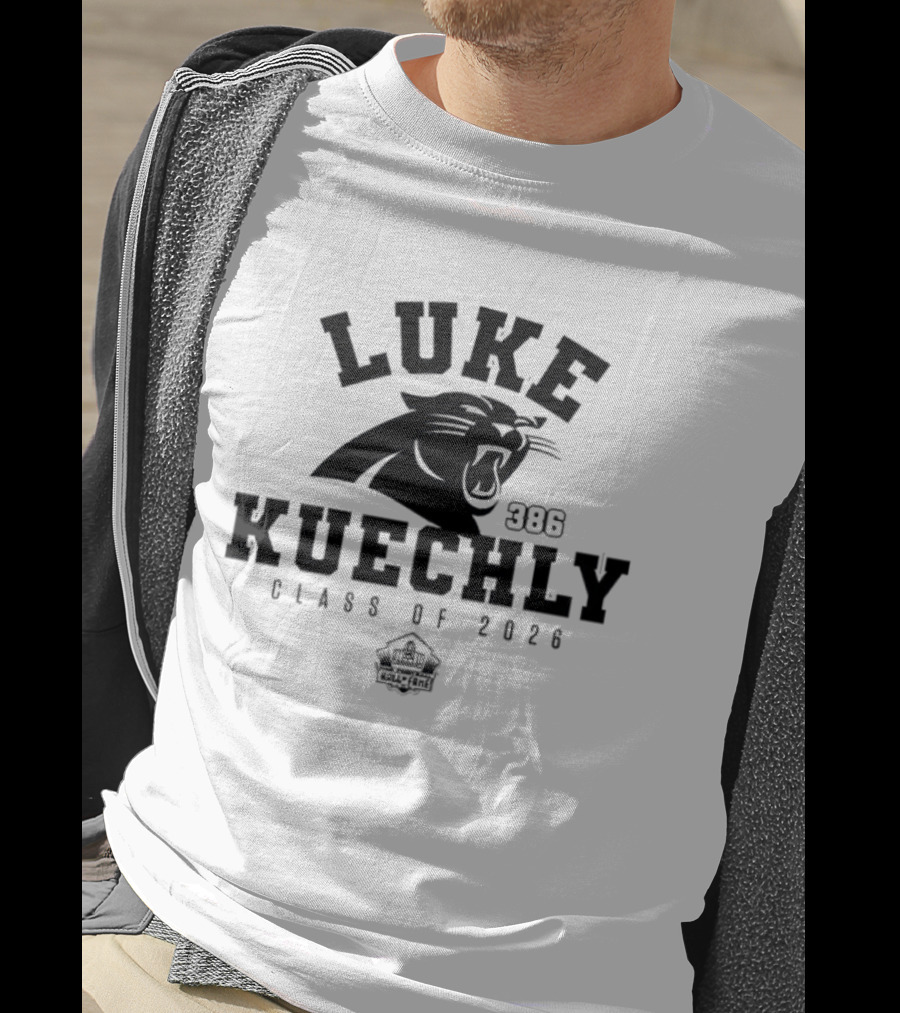 Luke Kuechly Carolina Panthers 386 Class Of 2026 Pro Football Hall Of Fame T-Shirt