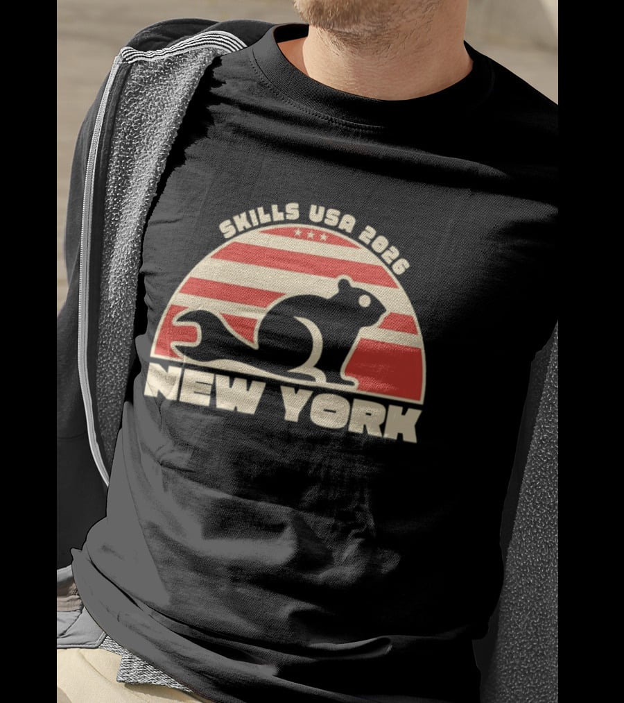 Skills USA 2026 New York Patriotic Beaver Flag T-Shirt