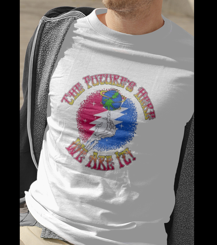 Grateful Dead Skeleton Future's Here We Are It Earth Lightning Bolt T-Shirt