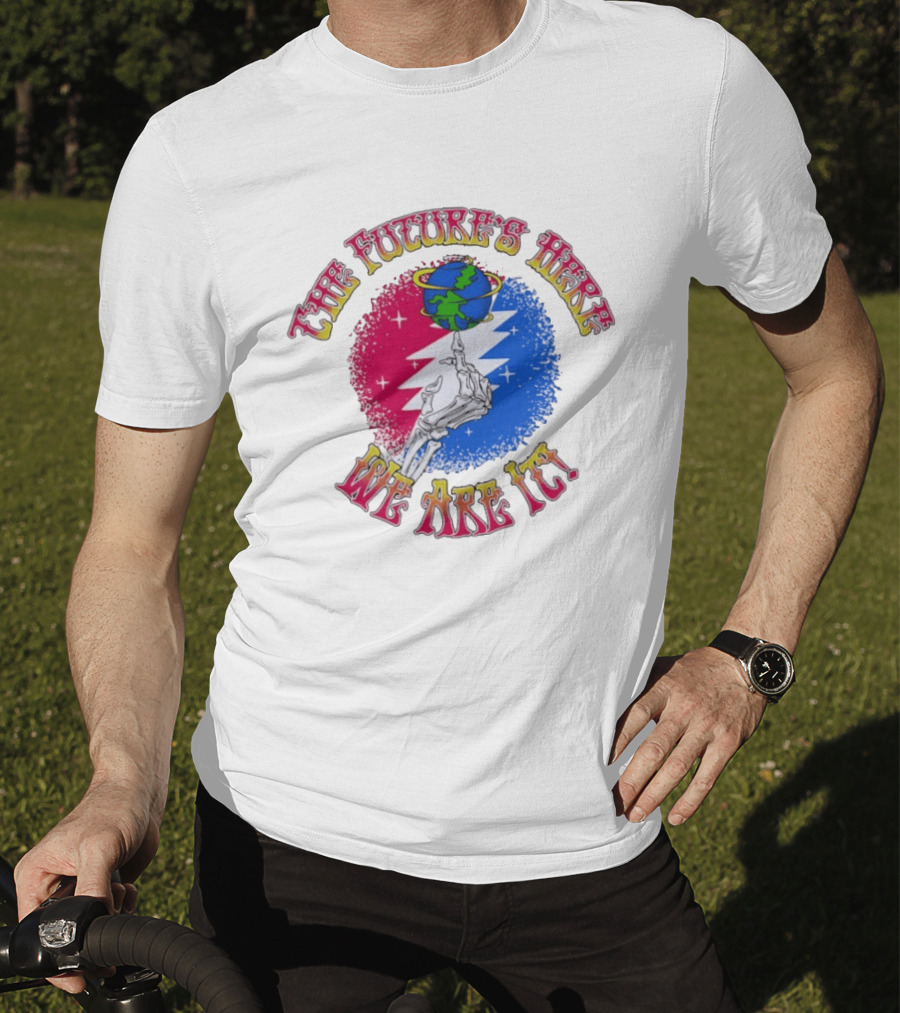 Grateful Dead Skeleton Future's Here We Are It Earth Lightning Bolt T-Shirt