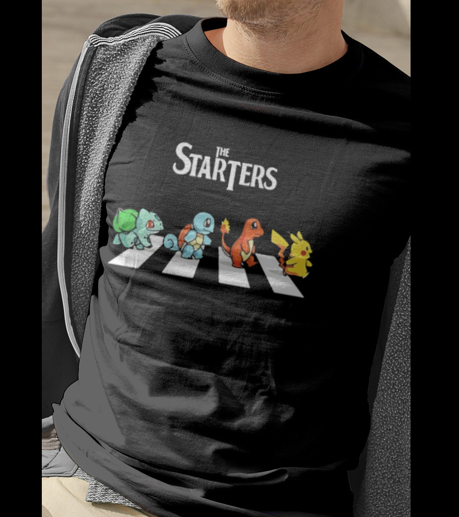 The Starters Pokemon Characters Walking Abbey Road T-Shirt