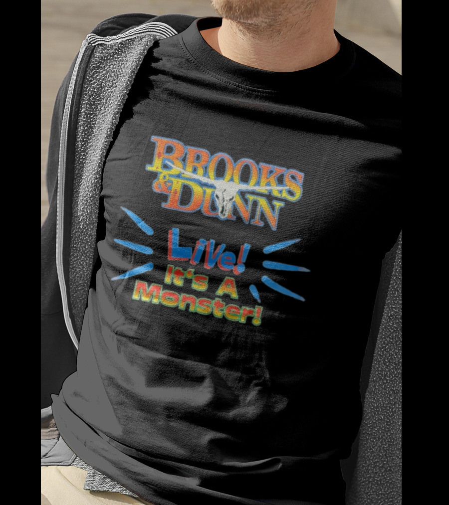 Brooks And Dunn Live It's A Monster Tour Graphic With Skull T-Shirt