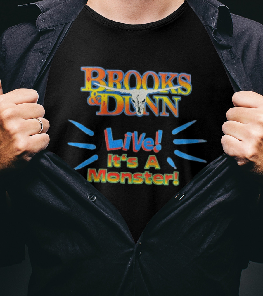 Brooks And Dunn Live It's A Monster Tour Graphic With Skull T-Shirt