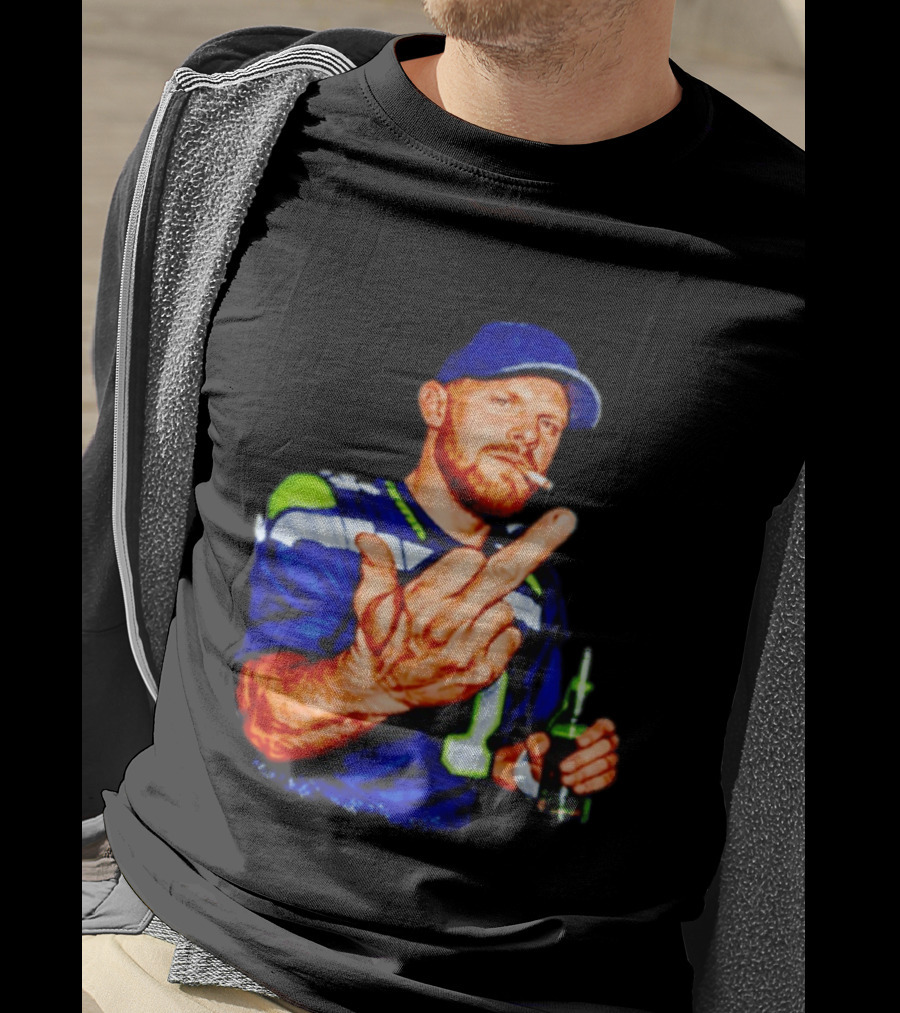 Ernest Jones Seahawks Sam Darnold Middle Finger Beer Cigarette T-Shirt