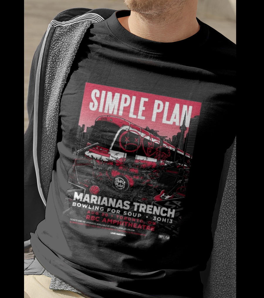 Simple Plan Marianas Trench Bowling For Soup 3OH!3 2026 Toronto RBC Amphitheatre August 20 T-Shirt