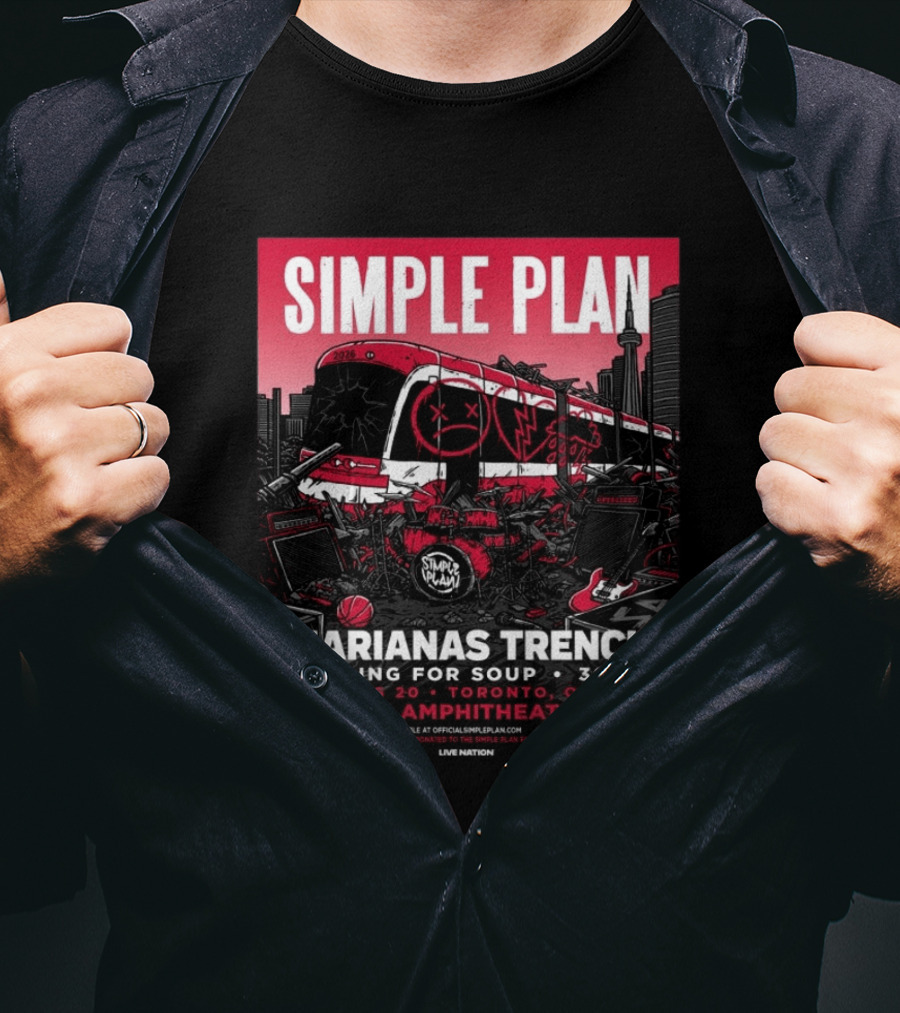 Simple Plan Marianas Trench Bowling For Soup 3OH!3 2026 Toronto RBC Amphitheatre August 20 T-Shirt