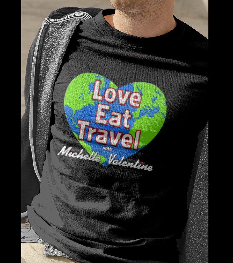 Love Eat Travel With Michelle Valentine Heart Map T-Shirt