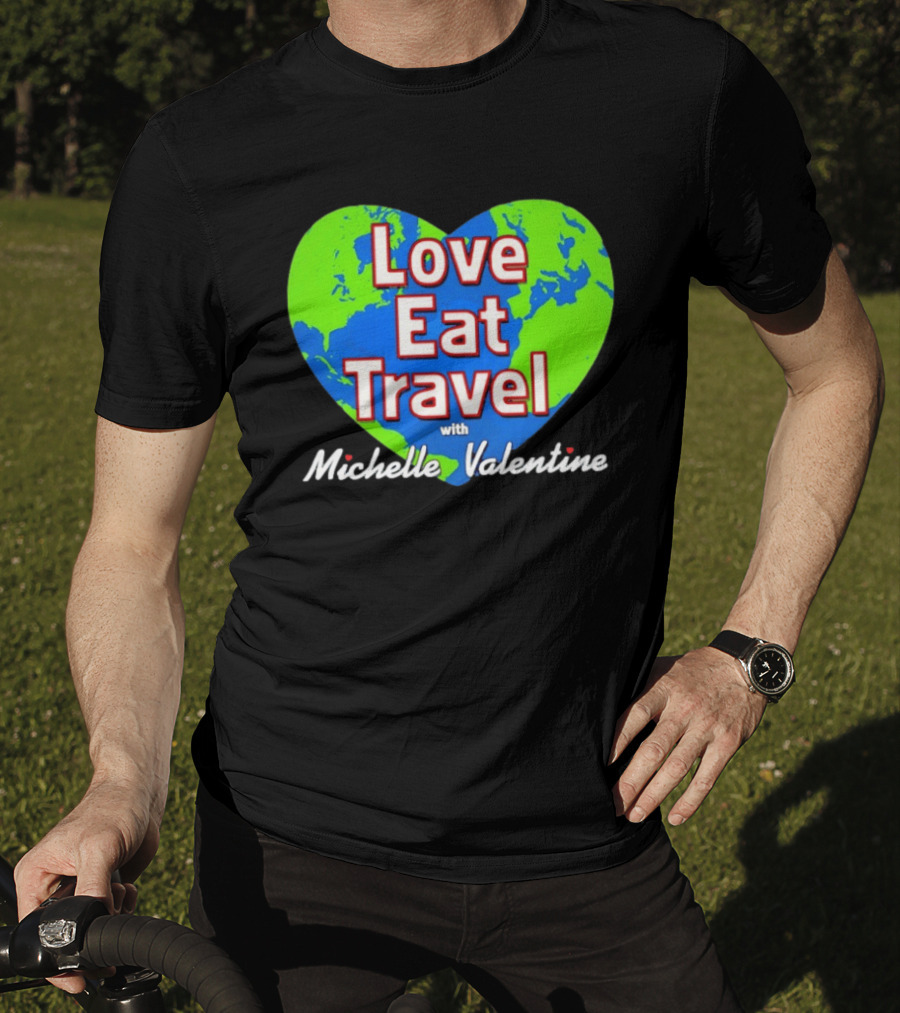 Love Eat Travel With Michelle Valentine Heart Map T-Shirt