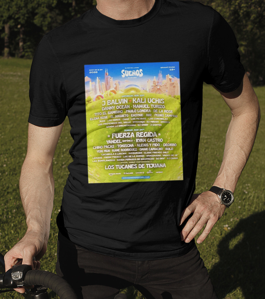 Suenos Chicago 2026 Festival Latino Full Lineup J Balvin Kali Uchis Fuerza Regida Grant Park May 23 24 T-Shirt