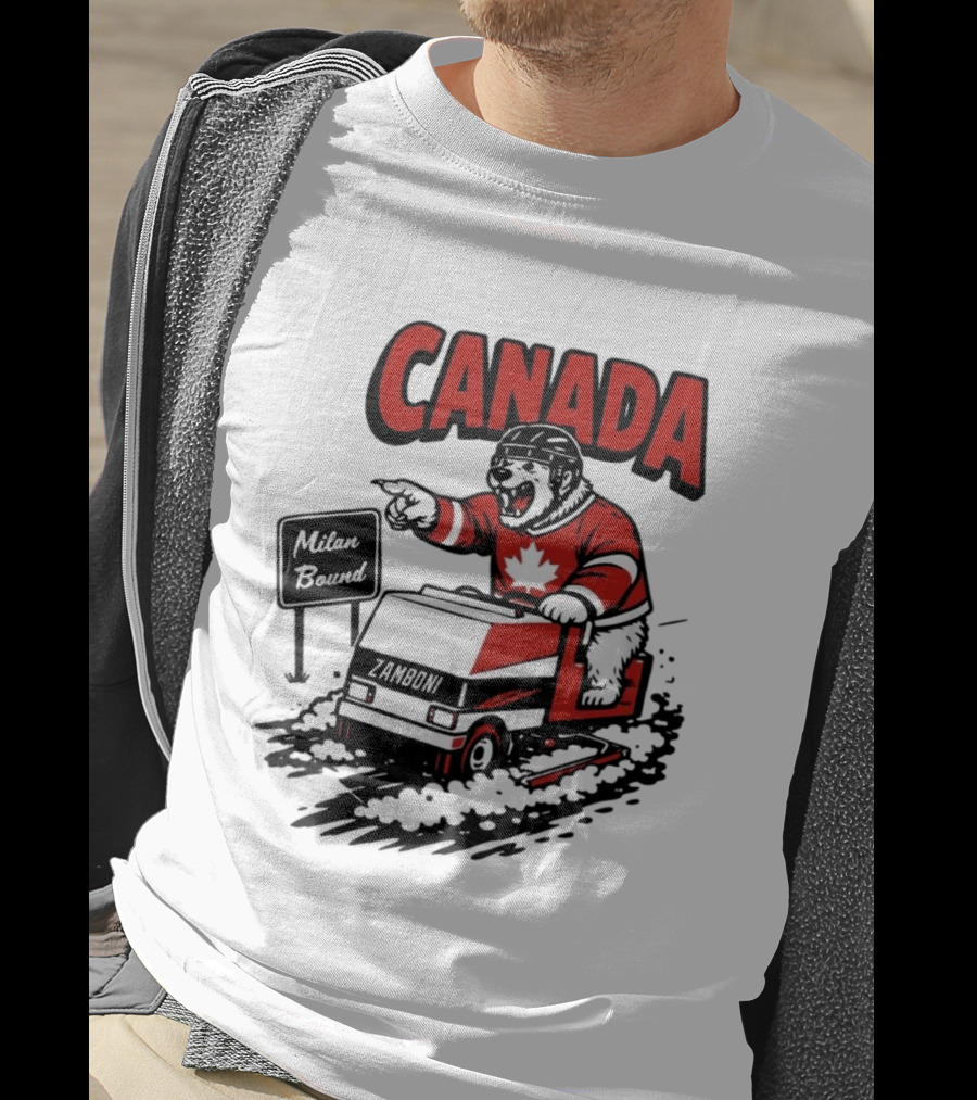 Canada Hockey Polar Bear Zamboni Milan Bound Winter Sports T-Shirt