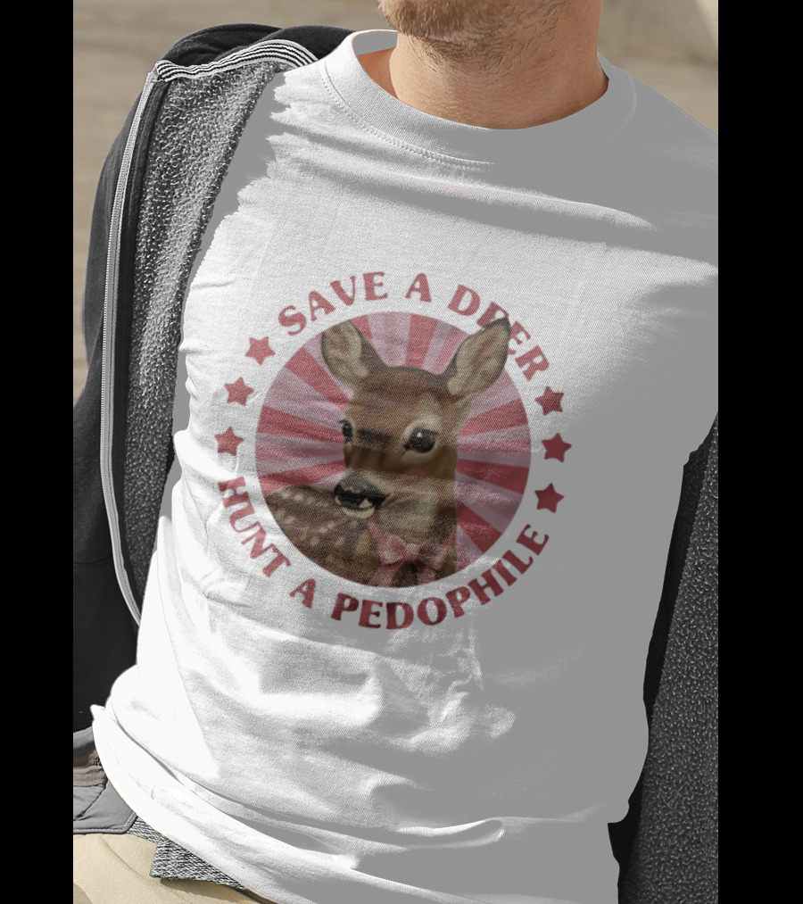 Save A Deer Hunt A Pedophile Pink Bow Deer Stars Stripes T-Shirt
