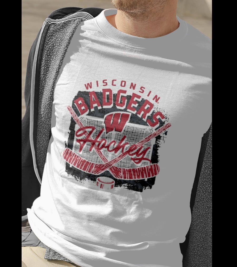 Wisconsin Badgers Hockey W Logo Hockey Sticks T-Shirt