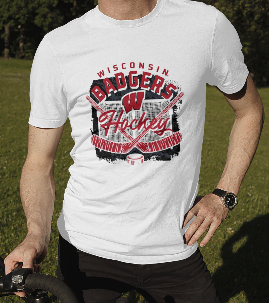 Wisconsin Badgers Hockey W Logo Hockey Sticks T-Shirt