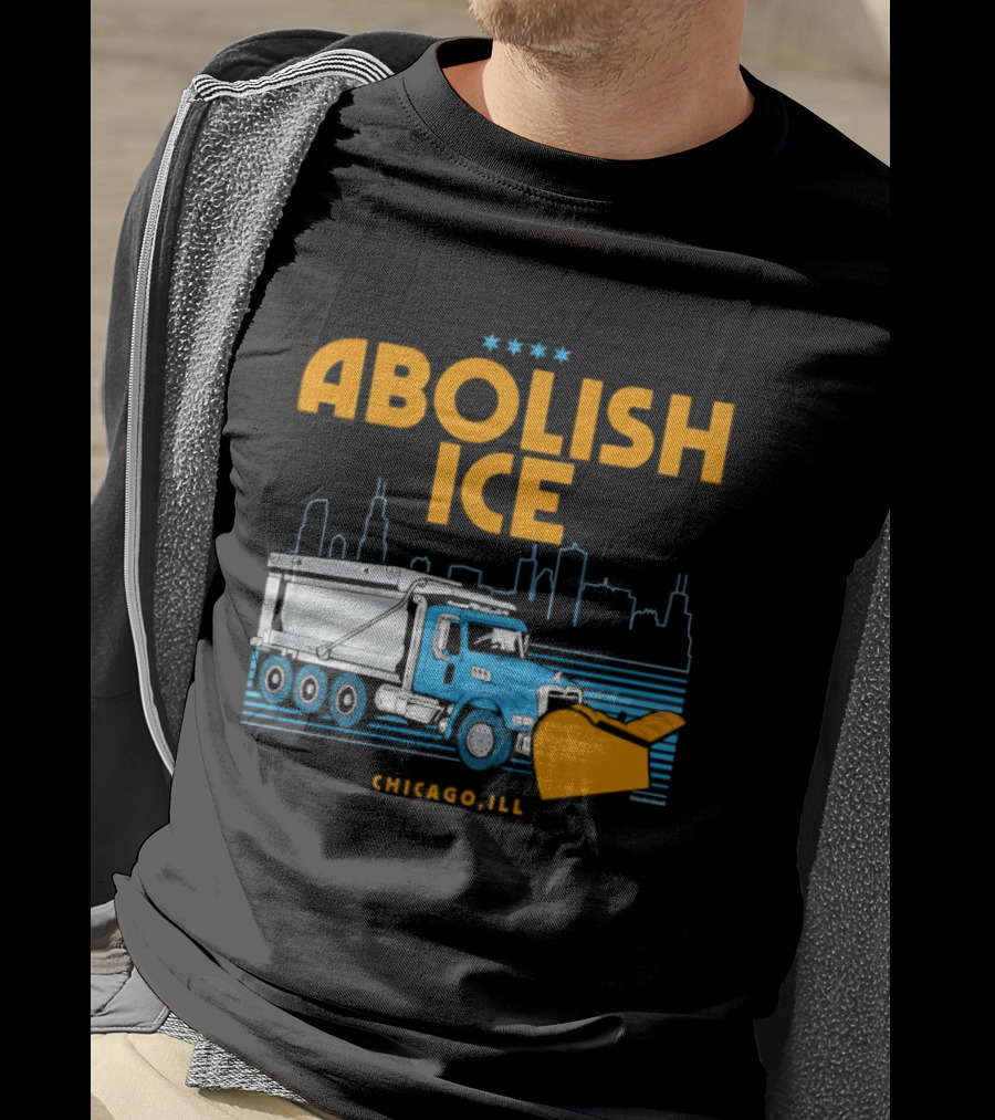 Abolish Ice Chicago ILL Snowplow Benefit Truck Skyline T-Shirt