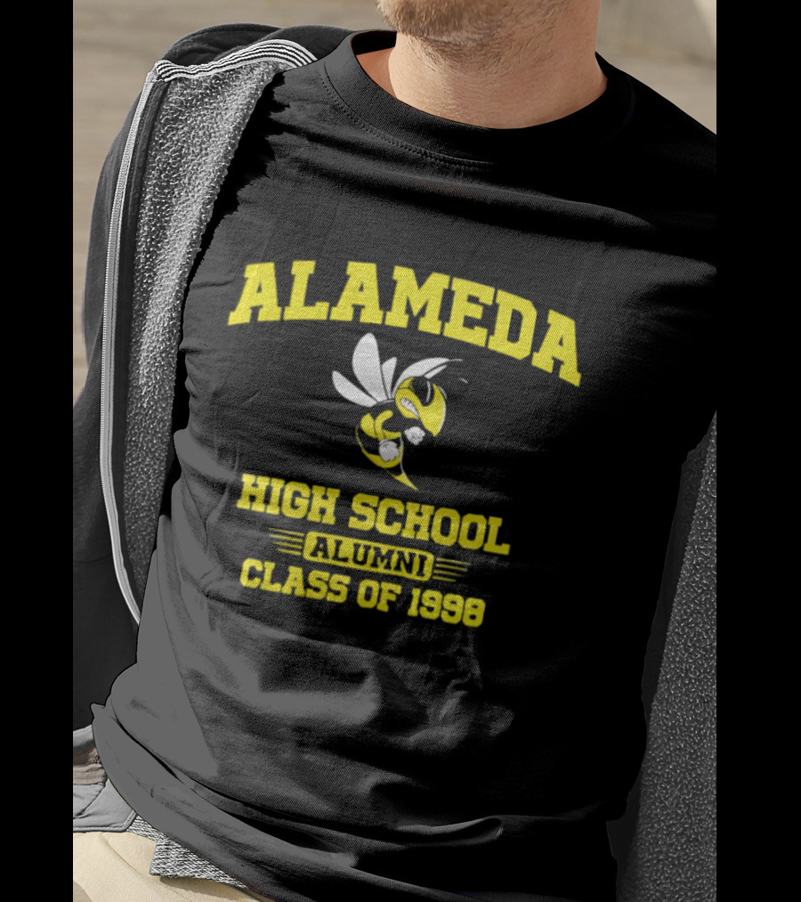 Alameda High School Alumni Class Of 1998 Hornet Yellow And White T-Shirt