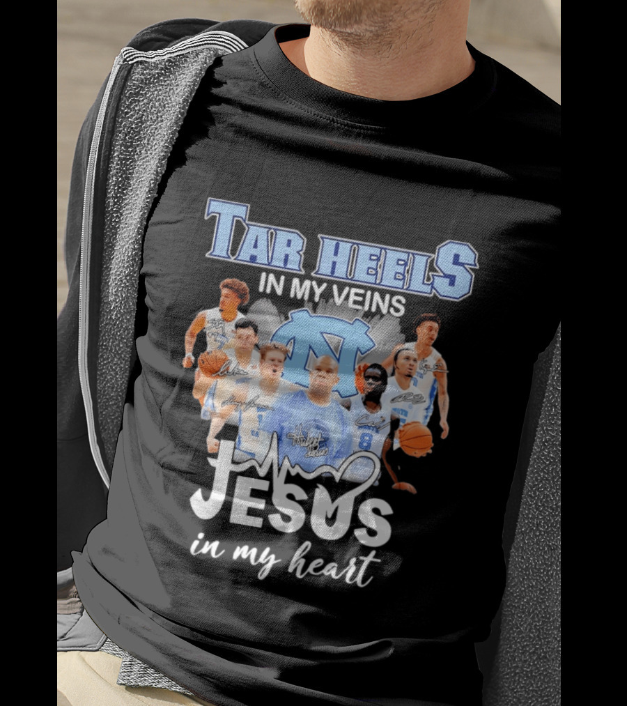Tar Heels In My Veins Hubert Davis Jesus In My Heart T-Shirt