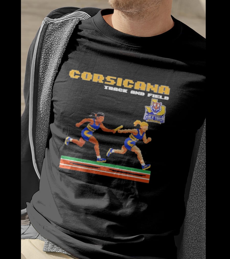 Corsicana Track And Field Pixel Art Girls Track Team Relay Baton T-Shirt