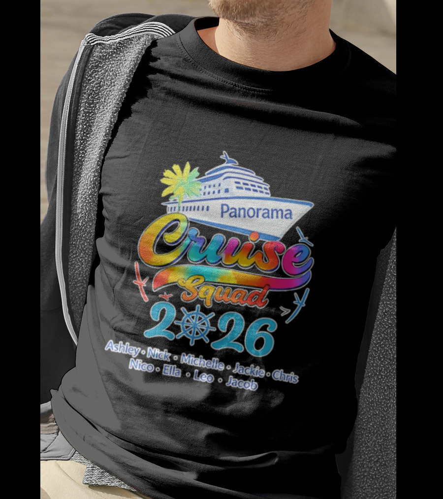 Panorama Cruise Squad 2026 Family Vacation Ashley Nick Michelle Jackie Chris Nico Ella Leo Jacob T-Shirt
