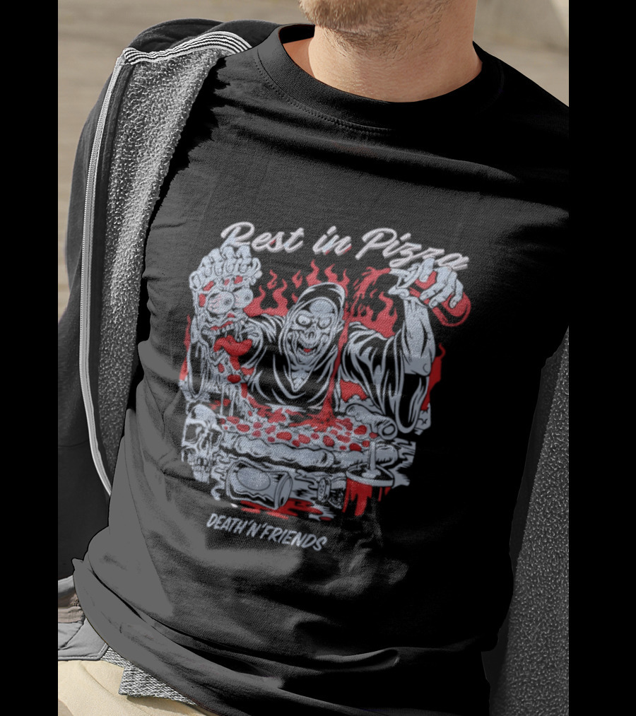 Rest In Pizza Death N Friends Pizza Party Fun T-Shirt