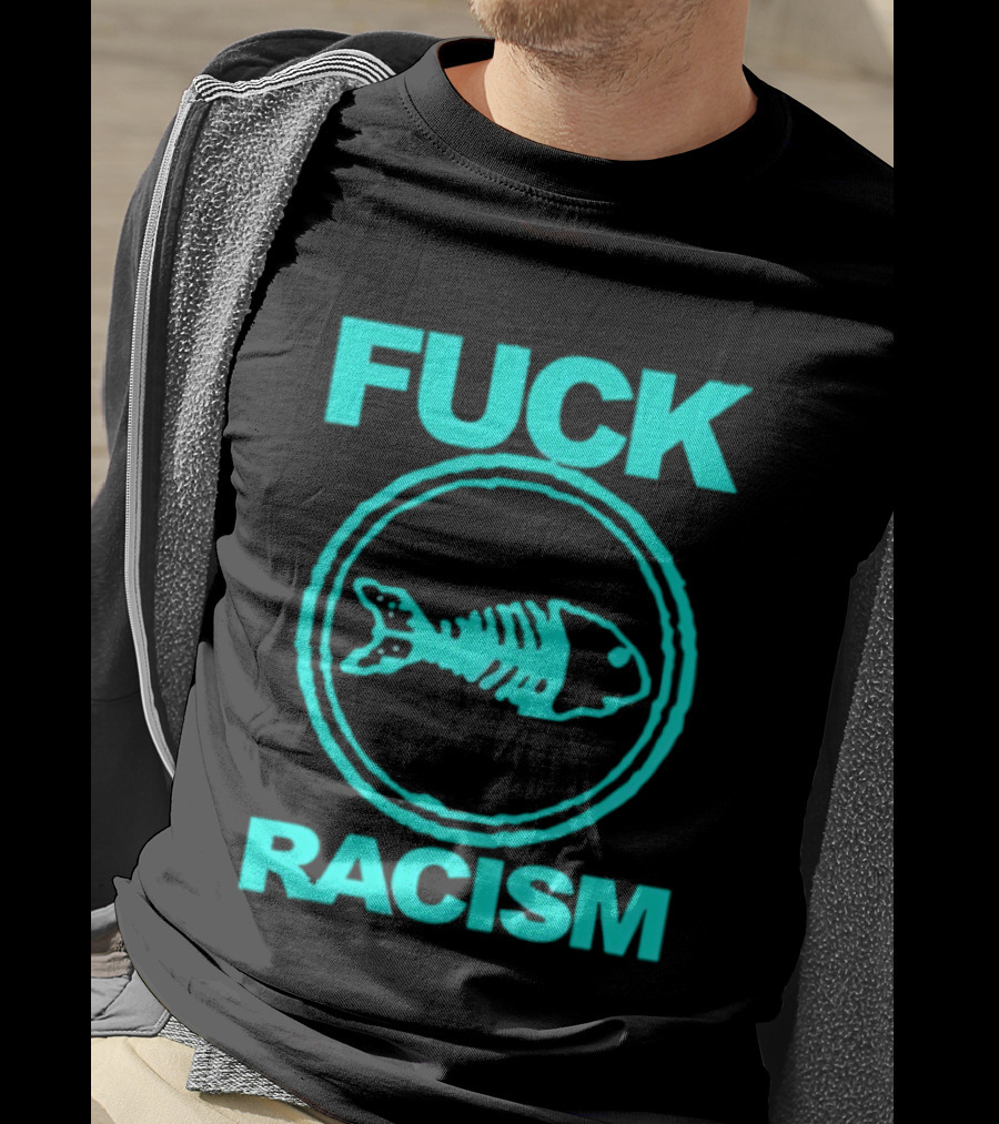Fuck Racism Fishbone Skeleton Circle T-Shirt