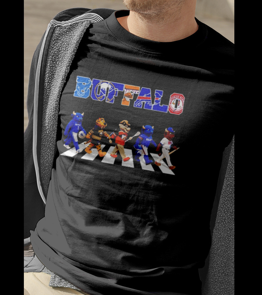 Buffalo Bills Sabres Bisons Mascots Abbey Road T-Shirt
