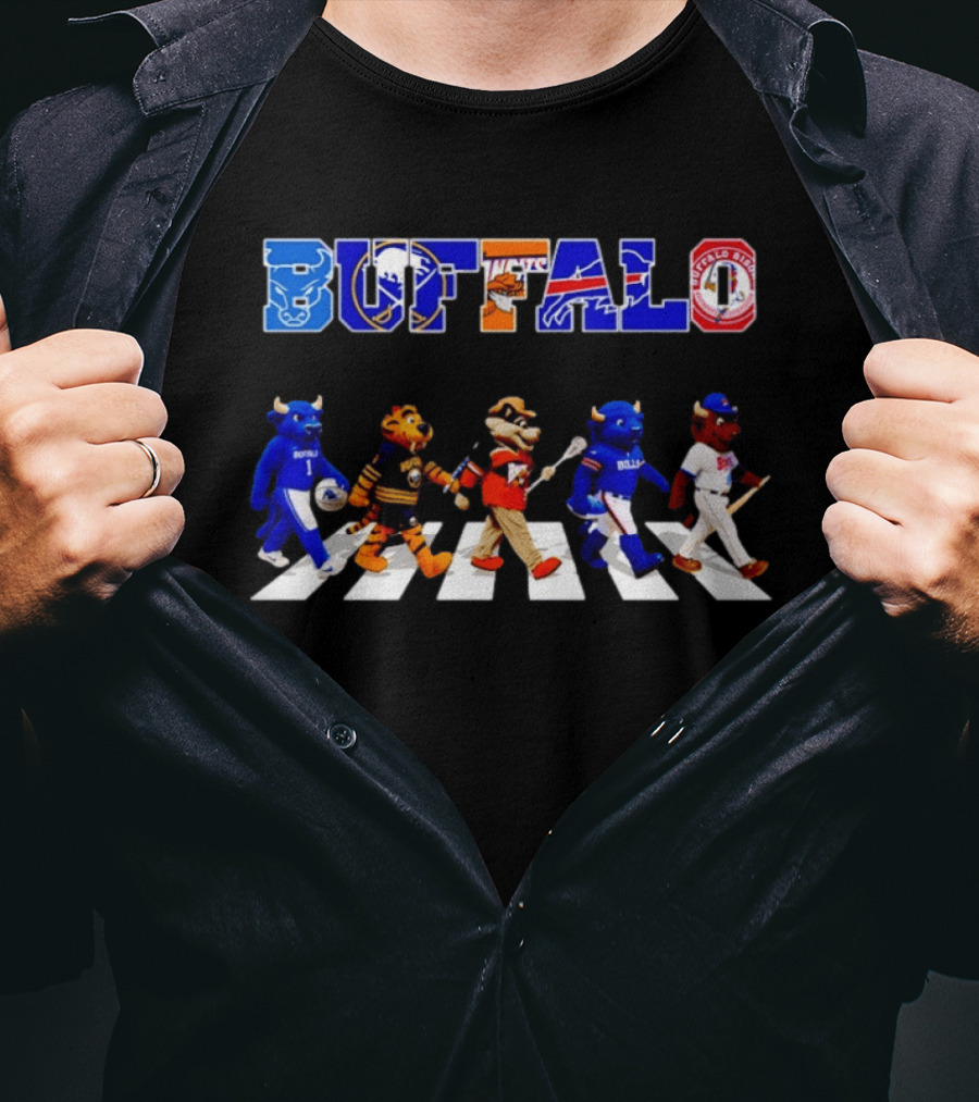 Buffalo Bills Sabres Bisons Mascots Abbey Road T-Shirt