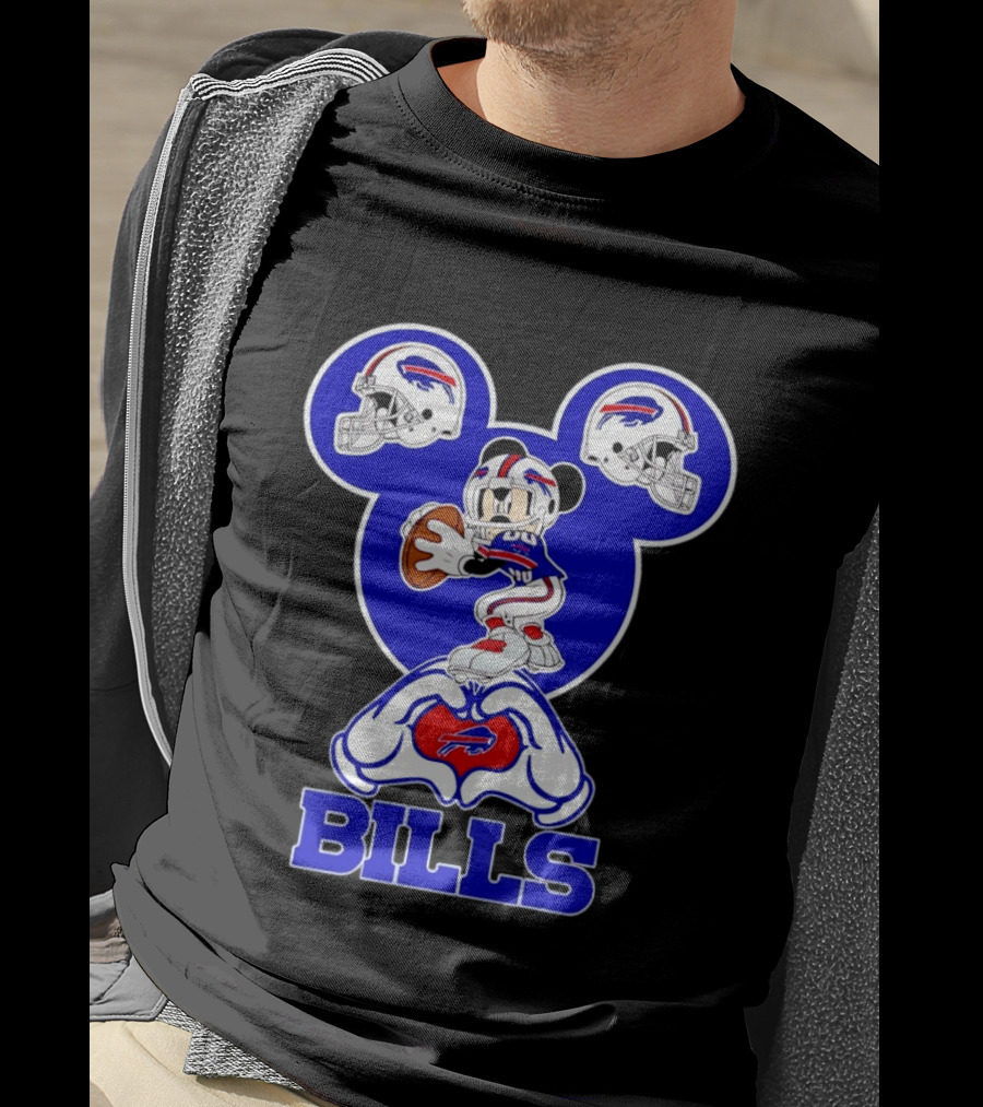 Buffalo Bills Mickey Mouse Football Heart Hands T-Shirt