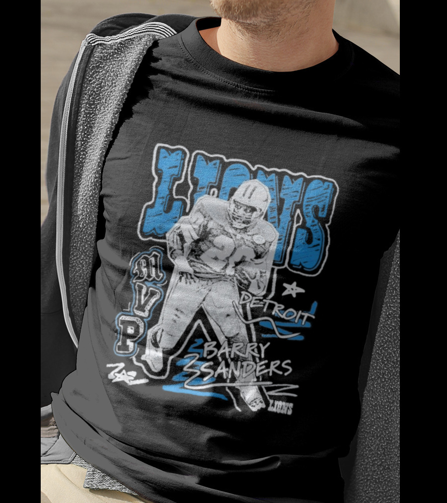 Detroit Lions MVP Barry Sanders Mitchell & Ness Chalked Up T-Shirt
