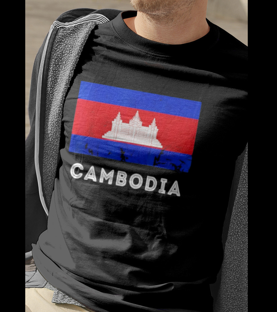 Cambodia Flag With Angkor Wat T-Shirt