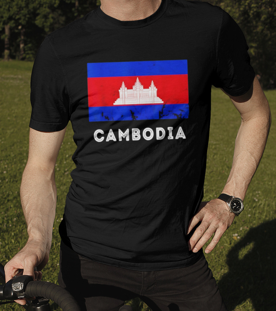 Cambodia Flag With Angkor Wat T-Shirt
