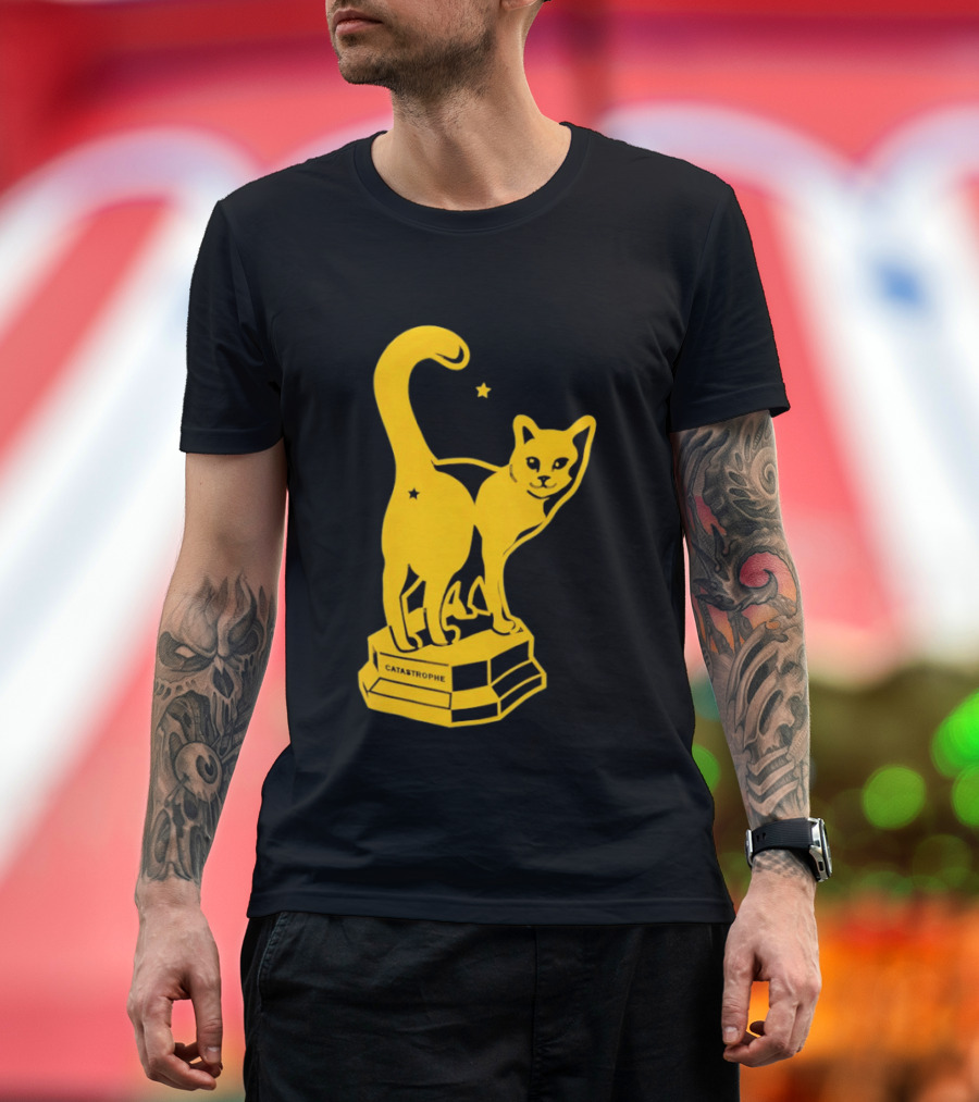 Catastrophe Cat Trophy Black Yellow Star Award T-Shirt