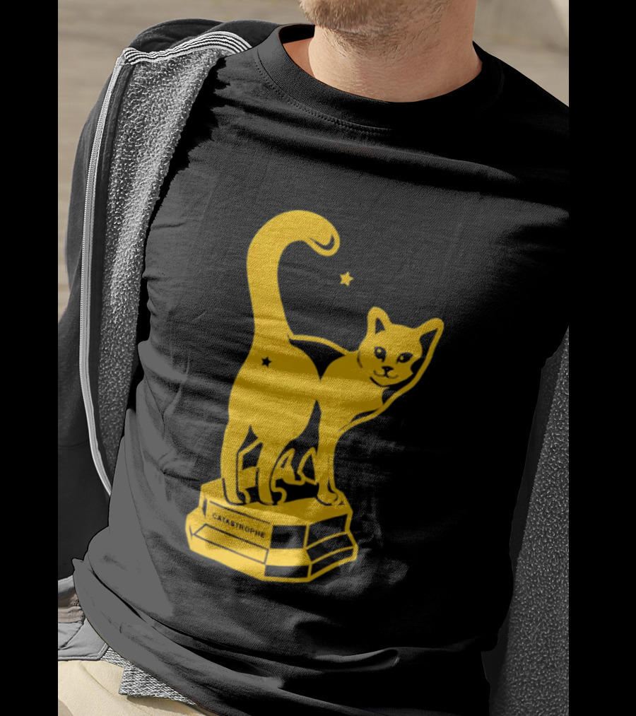 Catastrophe Cat Trophy Black Yellow Star Award T-Shirt
