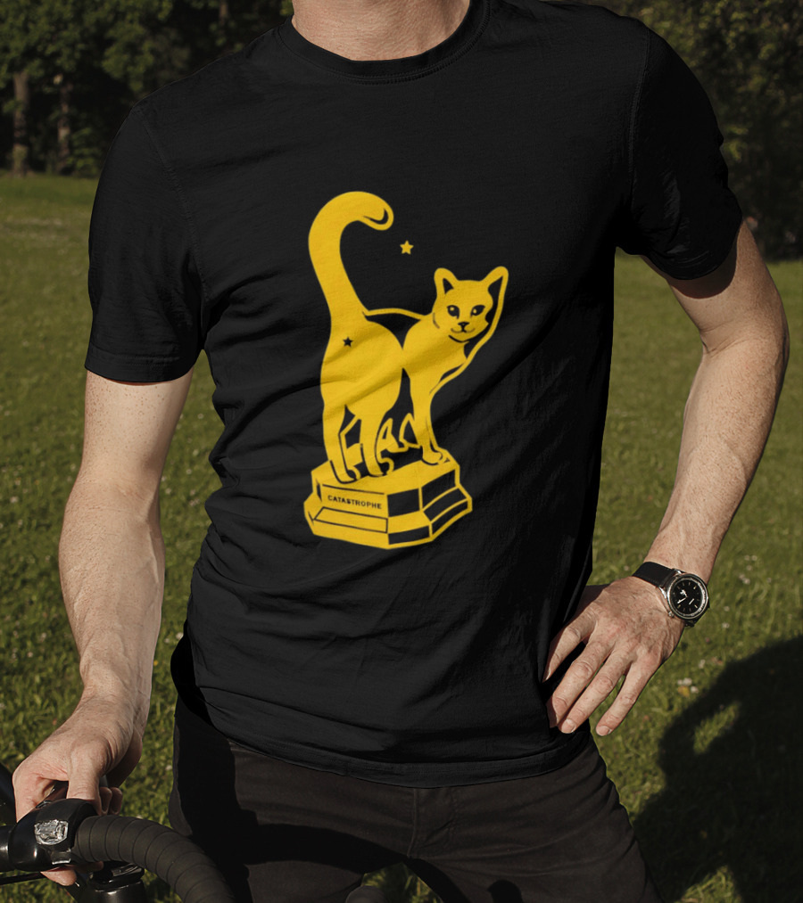 Catastrophe Cat Trophy Black Yellow Star Award T-Shirt