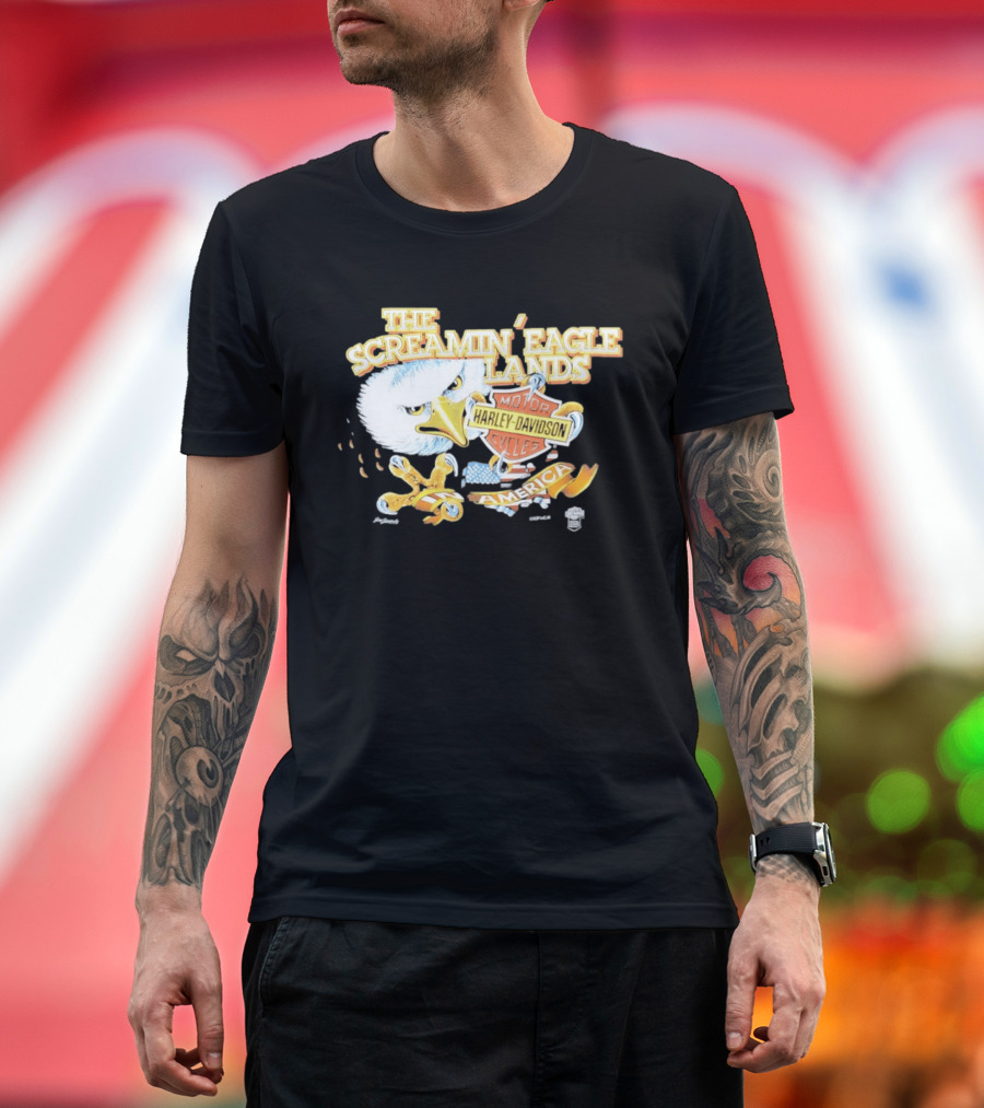 The Screamin' Eagle Lands Harley Davidson Motor Cycles America T-Shirt