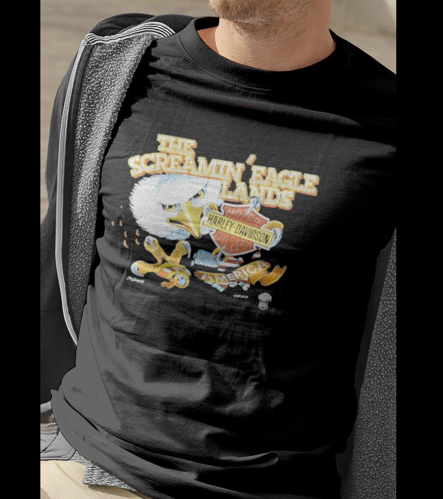 The Screamin' Eagle Lands Harley Davidson Motor Cycles America T-Shirt