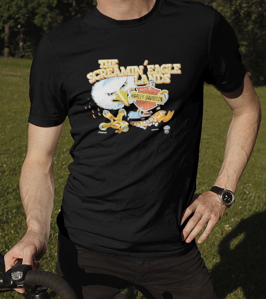 The Screamin' Eagle Lands Harley Davidson Motor Cycles America T-Shirt