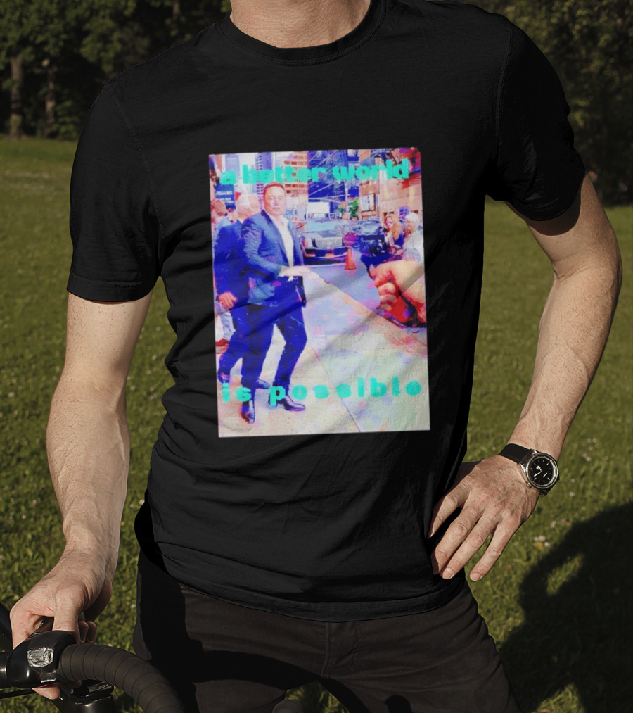 Elon Musk A Better World Is Possible Urban Street Scene T-Shirt