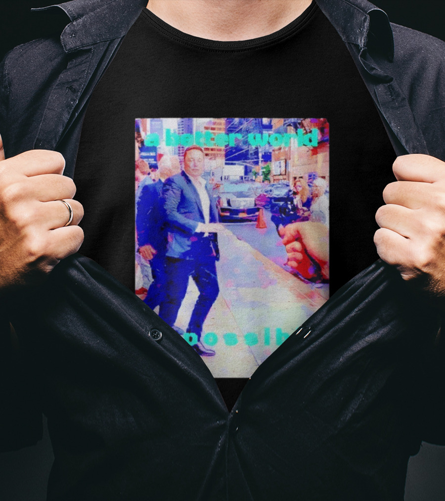 Elon Musk A Better World Is Possible Urban Street Scene T-Shirt