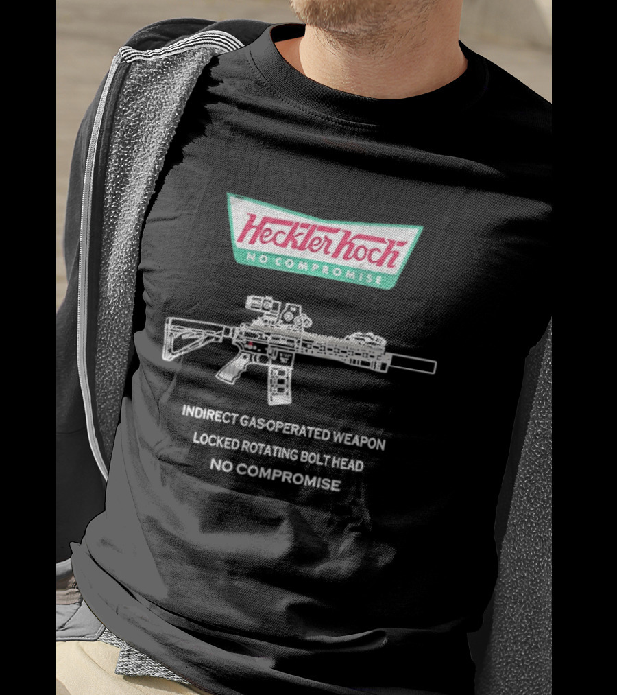 Heckler And Koch No Compromise Indirect Gas Operated Weapon Locked Rotating Bolt Head T-Shirt