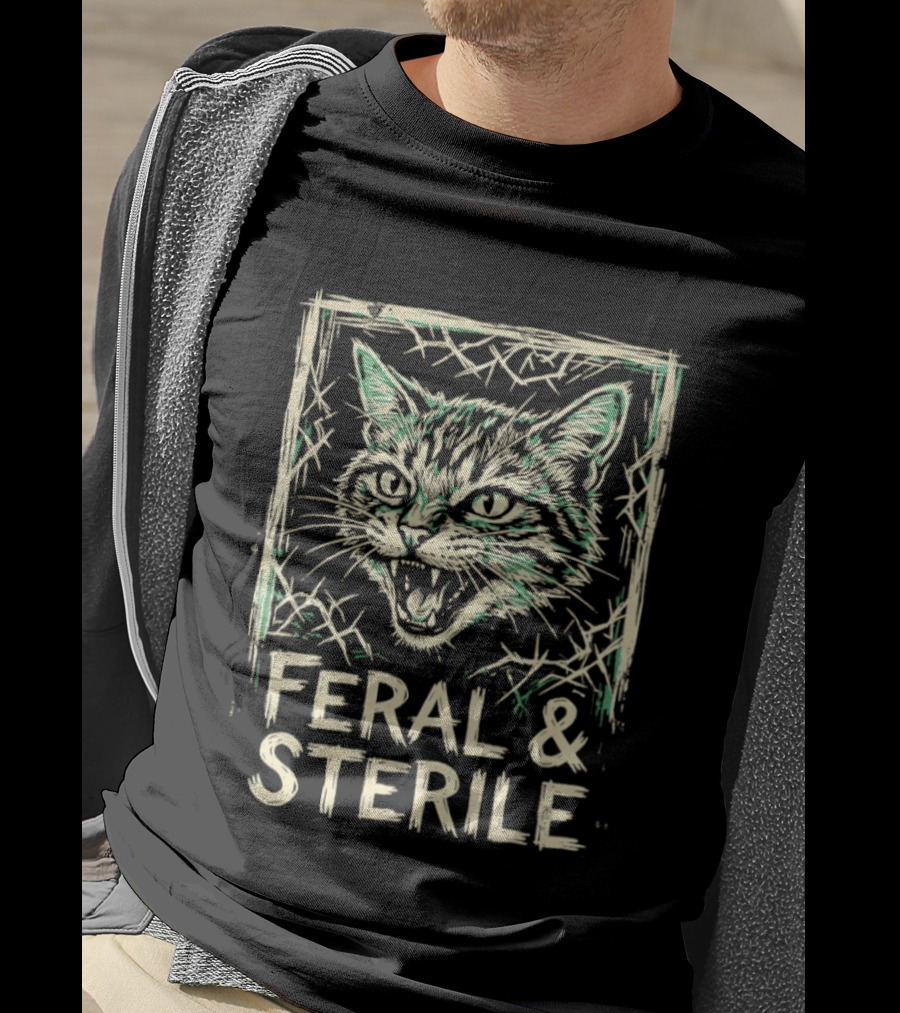 Feral And Sterile Cat Advocate Wild Feline Grunge T-Shirt
