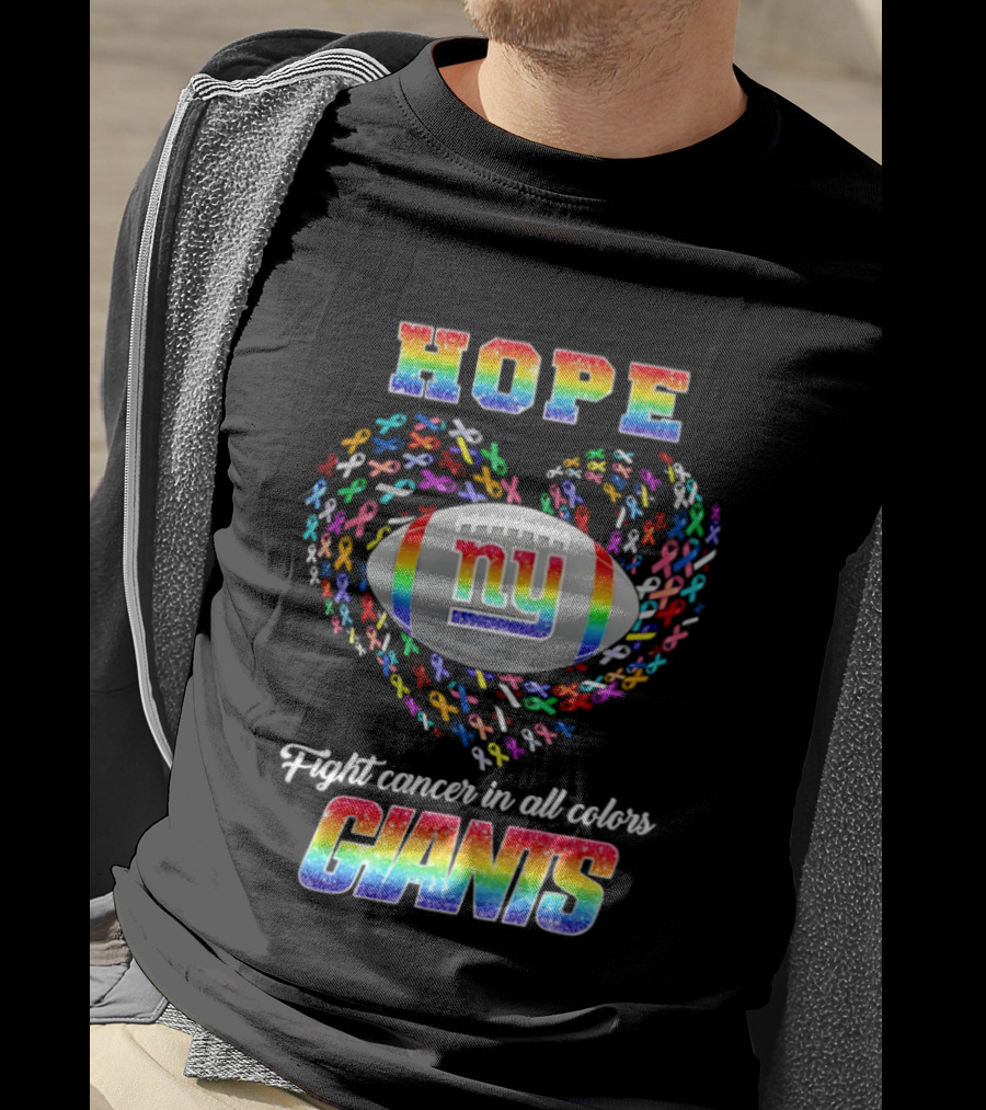 Hope Fight Cancer In All Colors New York Giants Rainbow T-Shirt