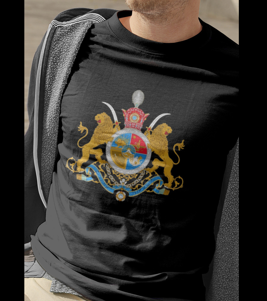 Imperial Lion And Crown Emblem Of Iran Dual Sword Legacy T-Shirt