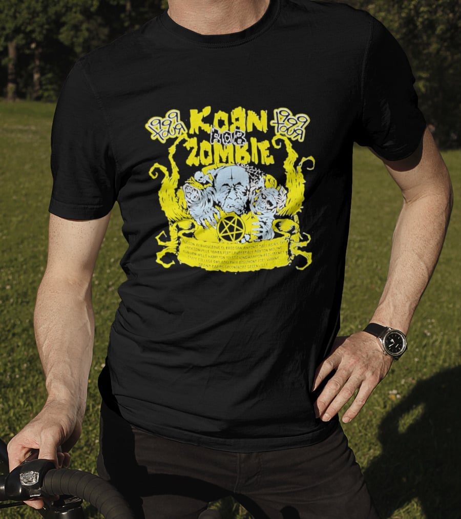 Korn Rob Zombie Tour 1999 Skull And Star Pentagram T-Shirt