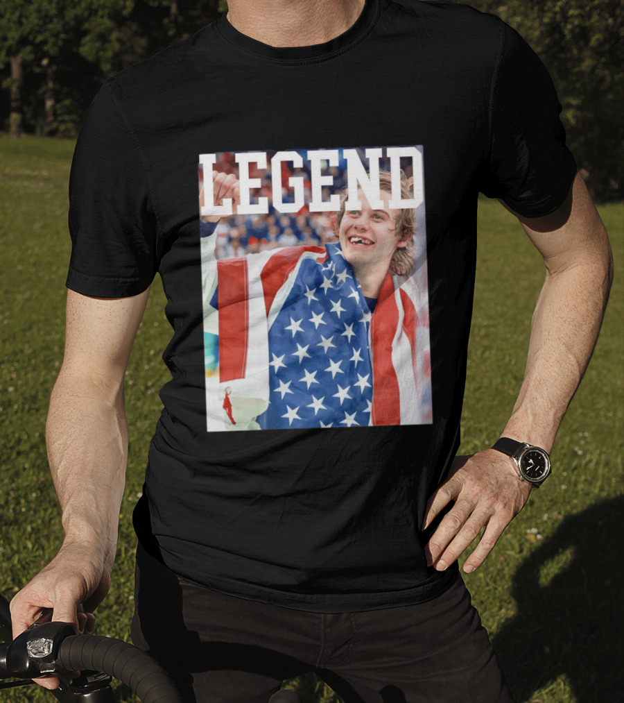 Men's Hockey USA Jack Hughes Legend American Flag Victory Celebration T-Shirt