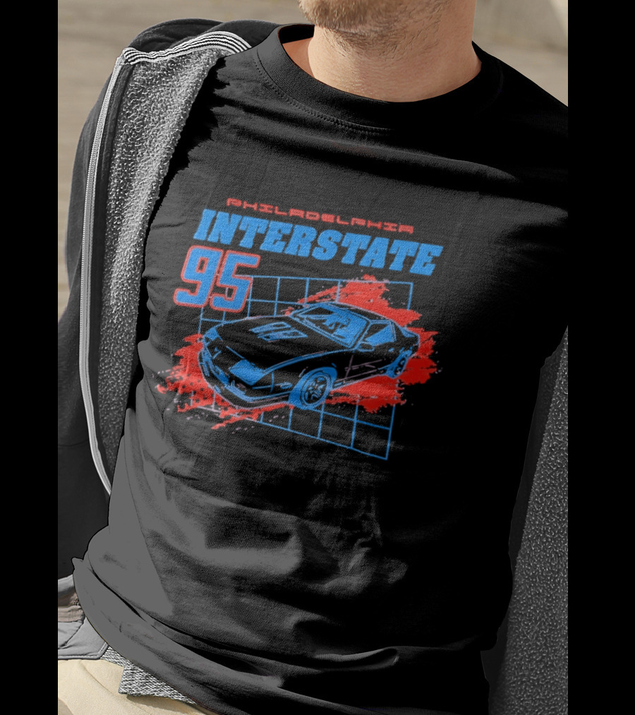 Philadelphia Interstate 95 Vintage Car Racer T-Shirt