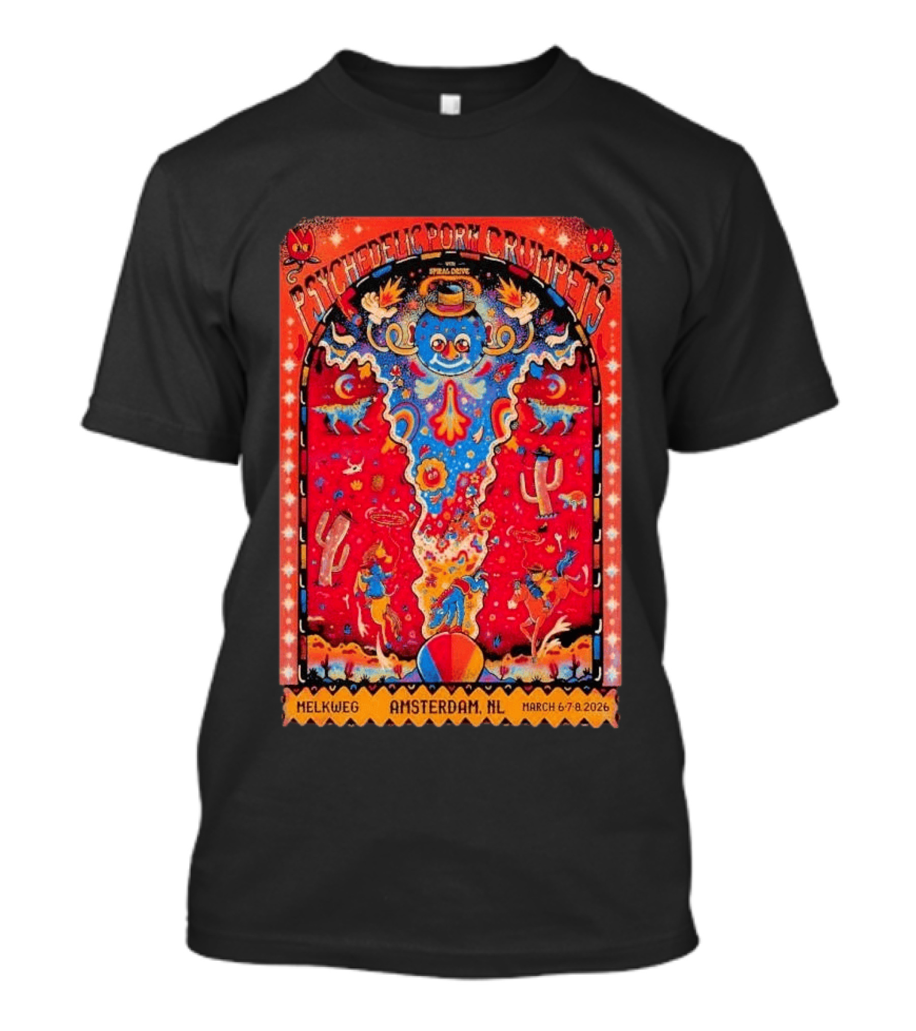 Psychedelic Porn Crumpets Live Melkweg Amsterdam March 6 8 2026 Tour T-Shirt