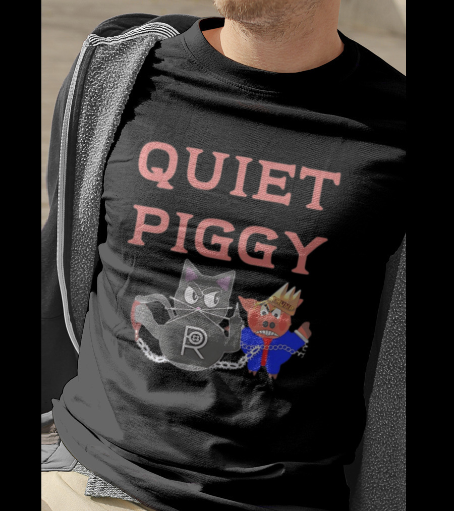 Quiet Piggy Cat Icon With Crowned Pig T-Shirt