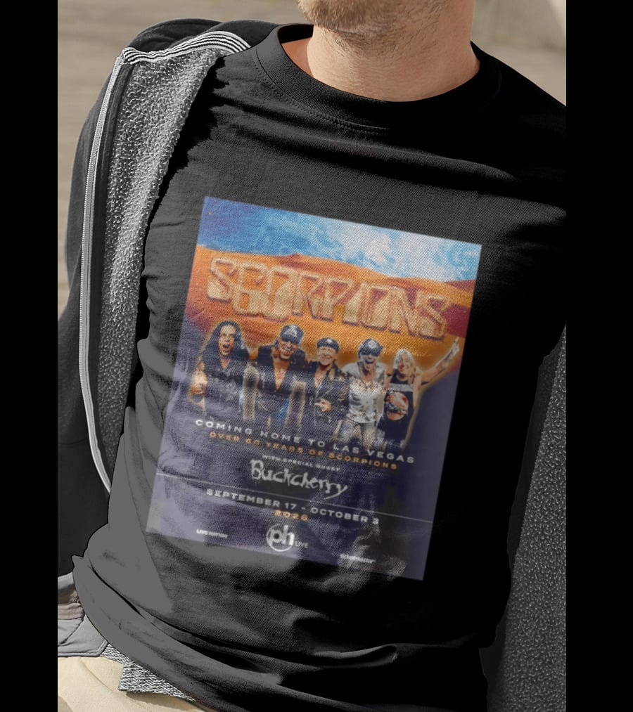 Scorpions Coming Home To Las Vegas Over 60 Years Special Guest Buckcherry September 17 October 3 2026 T-Shirt
