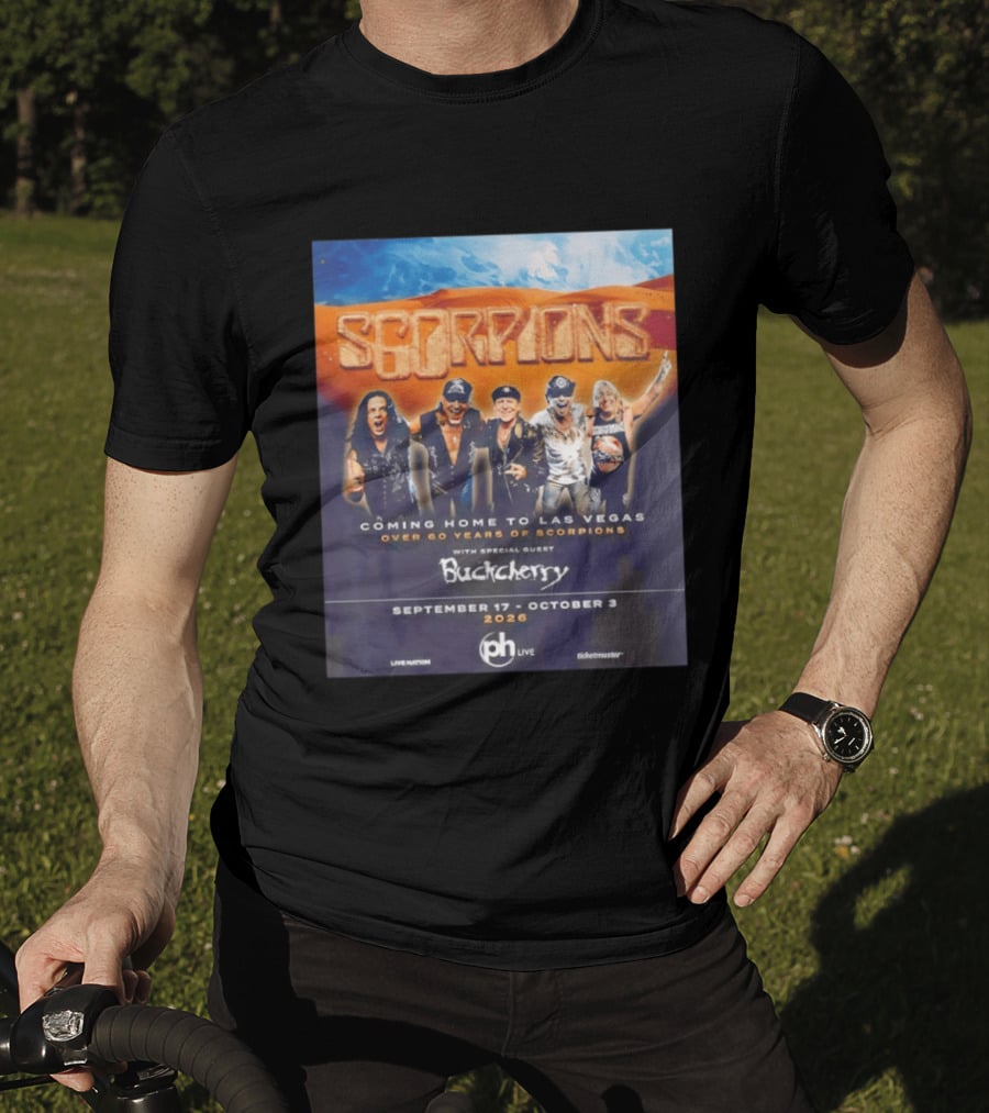 Scorpions Coming Home To Las Vegas Over 60 Years Special Guest Buckcherry September 17 October 3 2026 T-Shirt