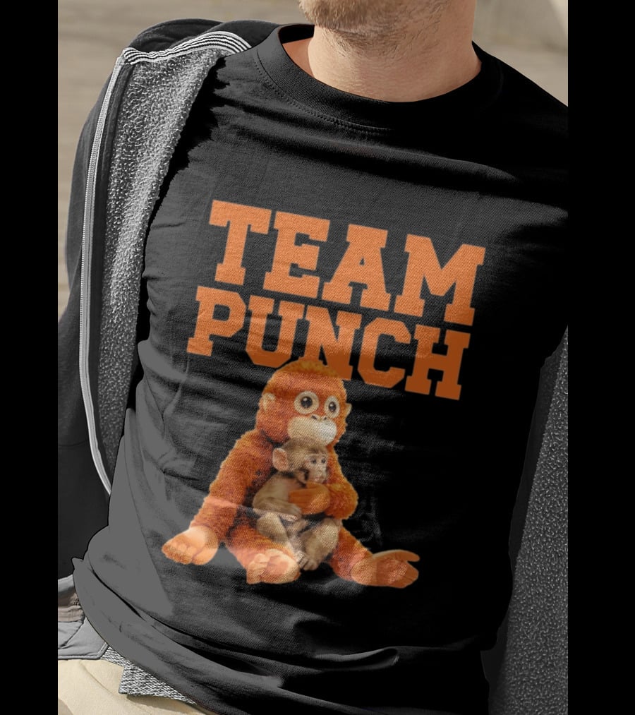 Team Punch Monkey Hugging Plush Toy T-Shirt
